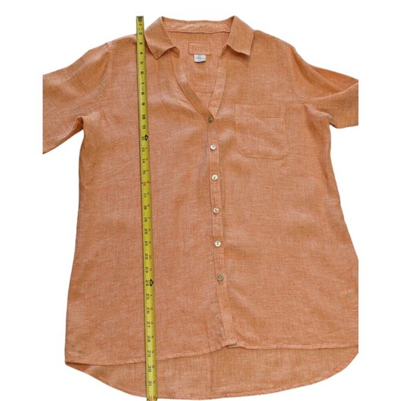 Sigrid Olsen 100% Linen Long Sleeve Women's Button Shirt Coral/Orange *Size M - Picture 5 of 10